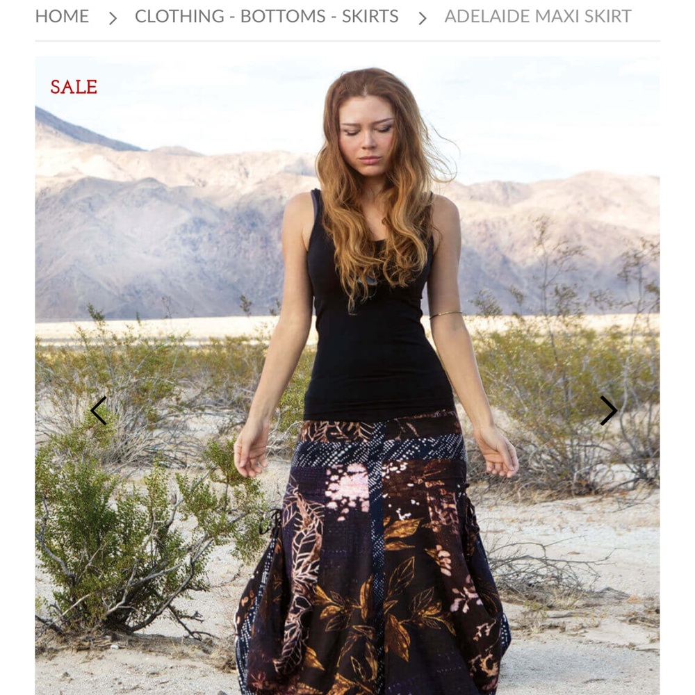 Elegant Floral Maxi Skirt - whimsical Boho organic cotton